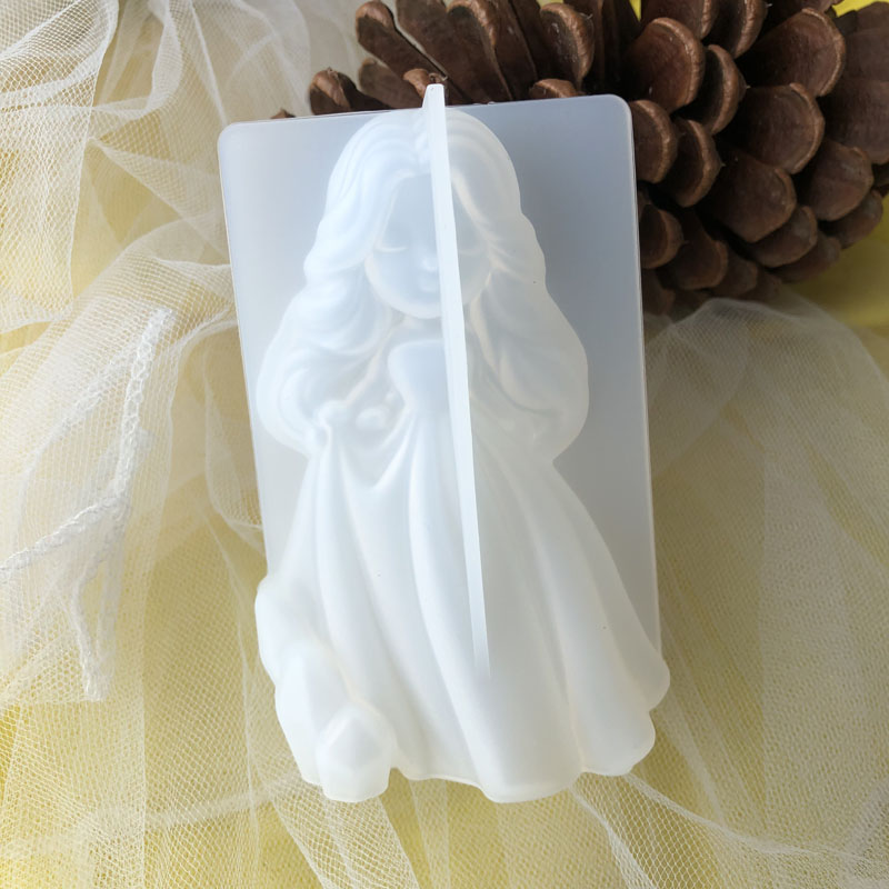 Candle Making Supplies Wholesale - 3D น่ารักเจ้าหญิงซิลิโคนเทียนแม่พิมพ์ Angel สาวสบู่เรซิ่นพลาสเตอร์ทําแม่พิมพ์ DIY มนุษย์ช็อกโกแลตเบเกอรี่เครื่องมือตกแต่งบ้านของขวัญ