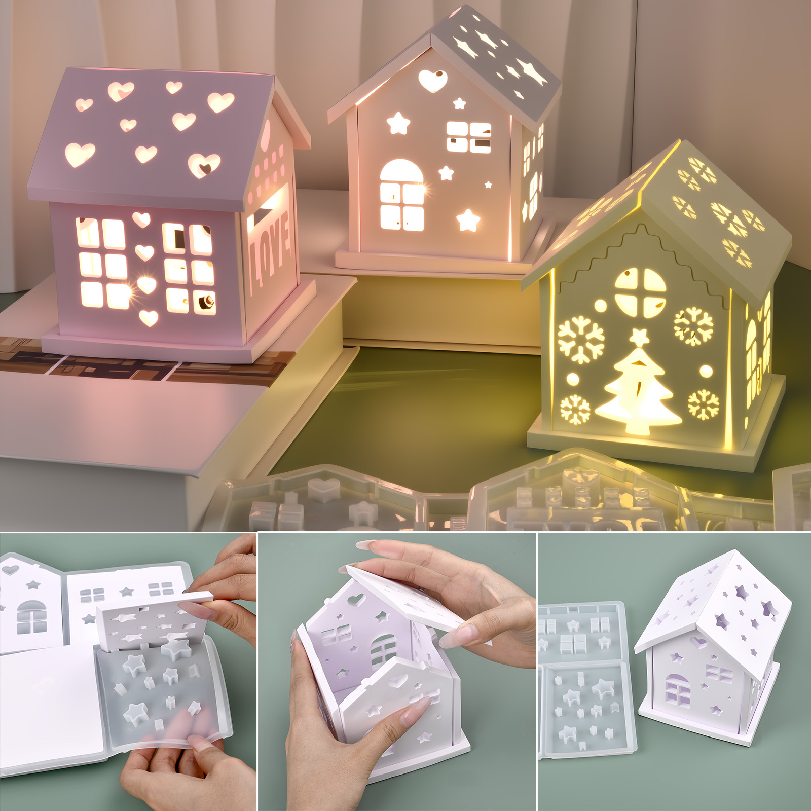 Candle Making Party - 3D House แม่พิมพ์ซิลิโคน DIY Christmas Tree