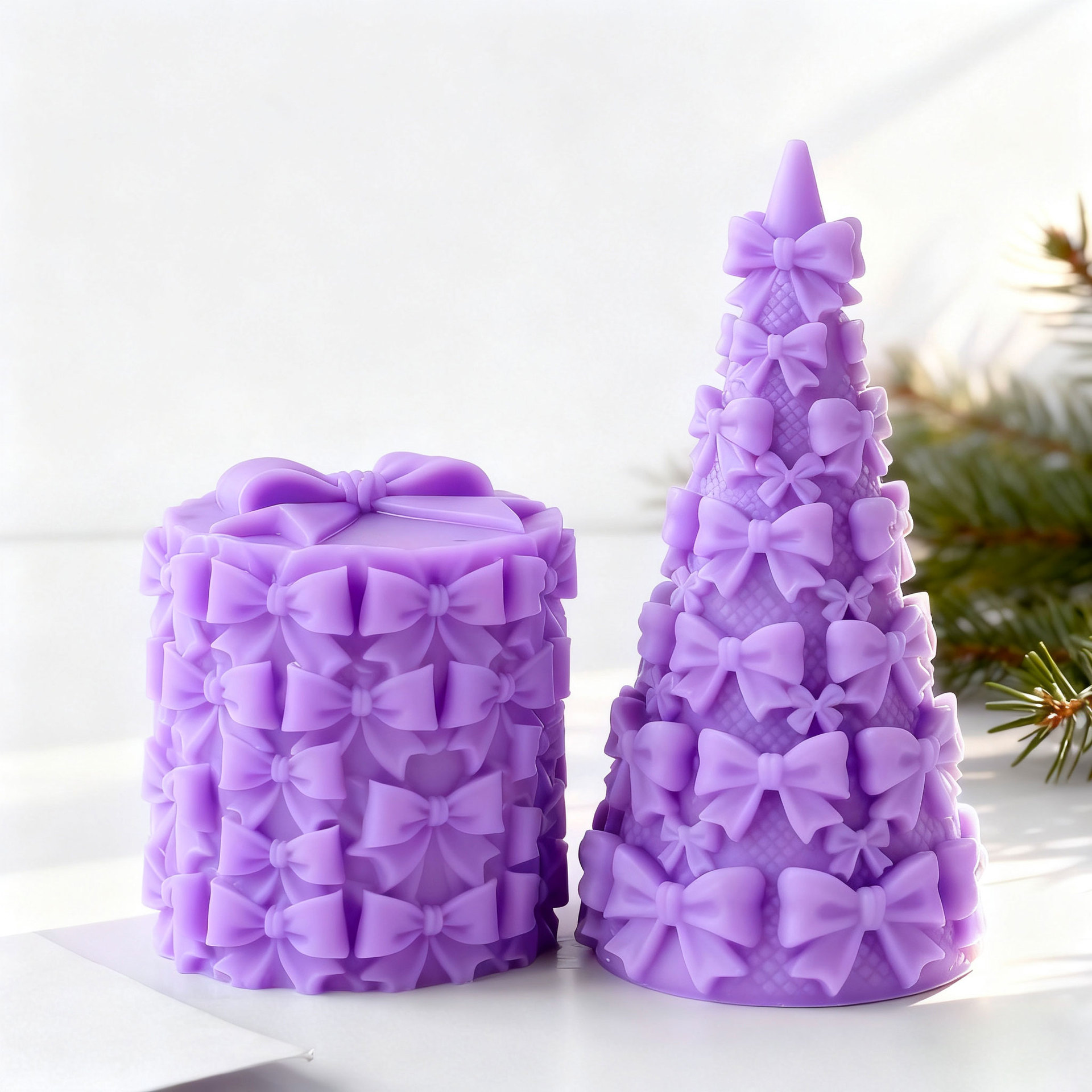 Candle Making Party - แม่พิมพ์ซิลิโคนรูปโบว์ไท 3 มิติ สำหรับทำกล่องของขวัญต้นคริสต์มาส ทำเทียนหอม ทำของประดับยิปซั่ม