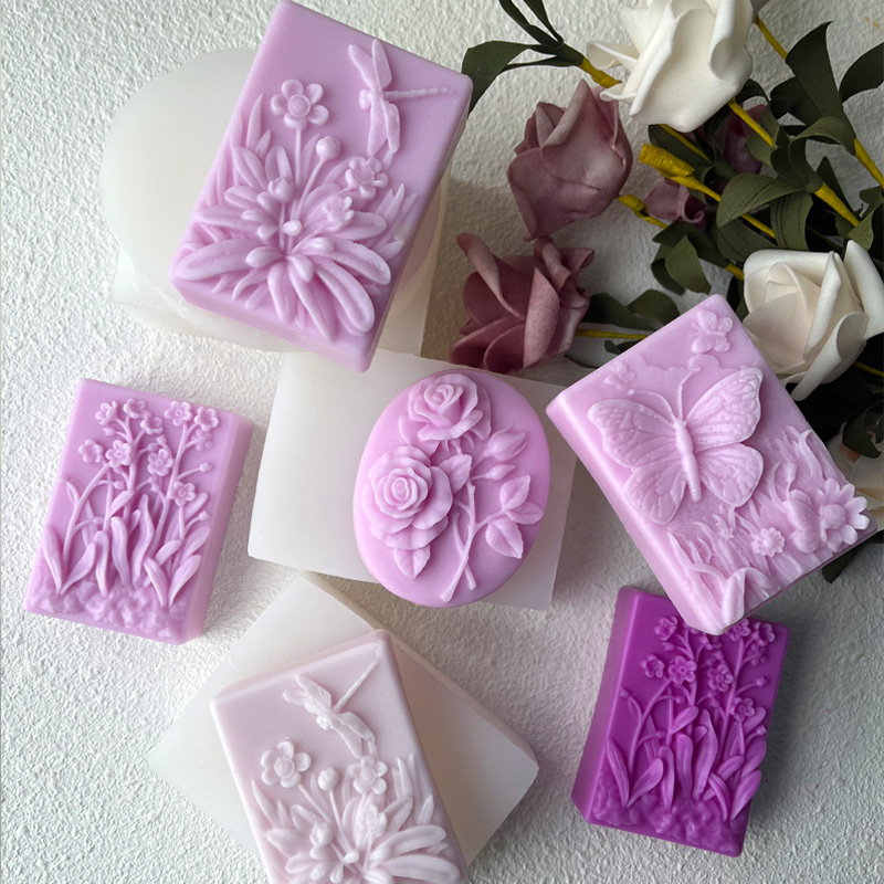 Candle Making Party - Dargonfly สบู่ซิลิโคนเทียนแม่พิมพ์รอบดอกไม้รูปผีเสื้อ DIY Handmade Craft สบู่ทําแม่พิมพ์