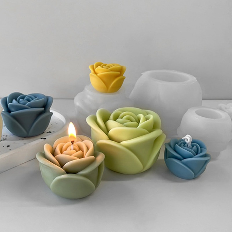 Candle Making Supplies Wholesale - แม่พิมพ์ซิลิโคนรูปดอกกุหลาบสำหรับวันวาเลนไทน์ แม่พิมพ์เรซินรูปดอกโบตั๋น 3 มิติ สำหรับทำสบู่ ปูนปลาสเตอร์