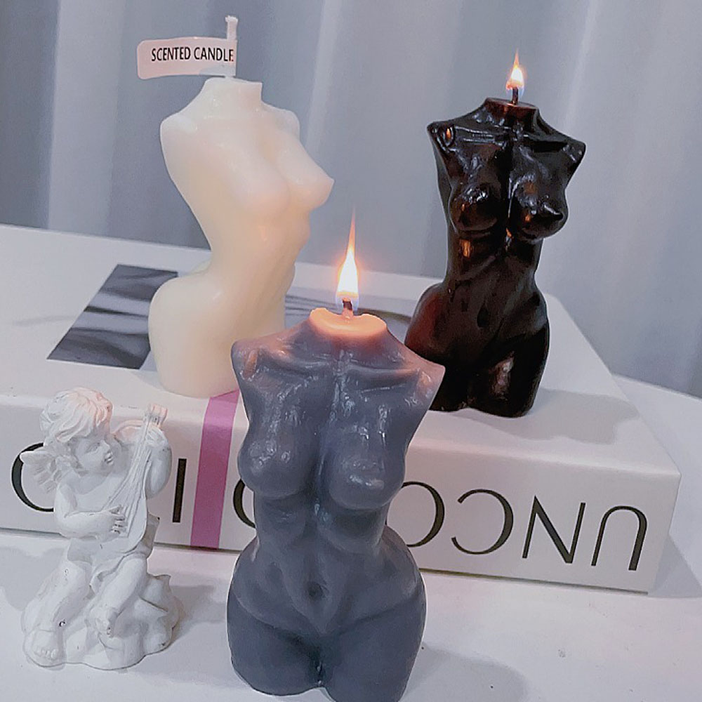 Candle Making Things - เทียนหอมรูปทรงลำตัวผู้หญิงสำหรับตกแต่งบ้าน – เทียนขี้ผึ้งถั่วเหลืองรูปทรงศิลปะ ขนาด 10 ซม.