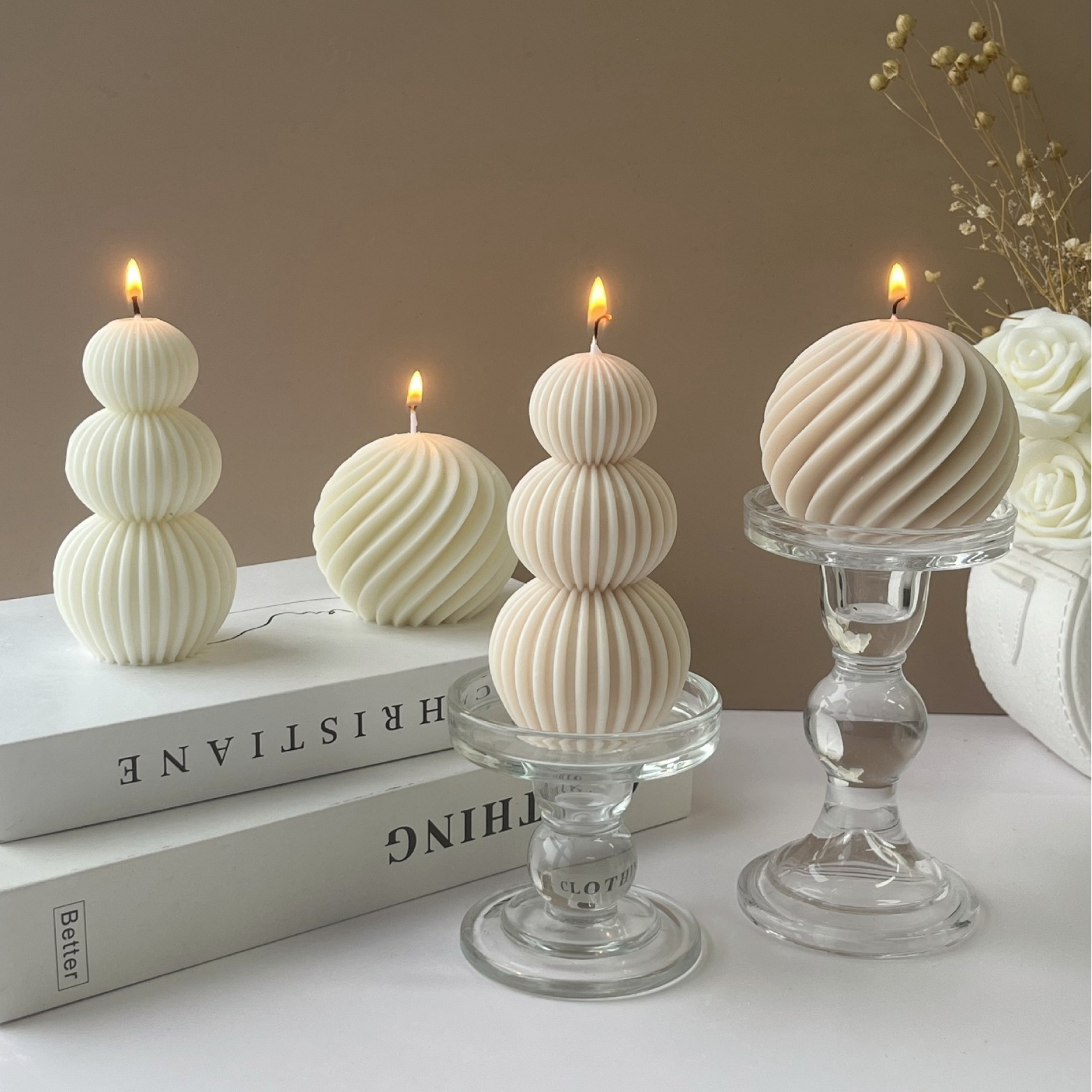 Candle Making Books For Beginners - แม่พิมพ์เทียนซิลิโคนทรงกลม แบบหมุนได้ ดีไซน์ทรงกลมเรขาคณิต สำหรับงาน DIY ทำจากเรซิ่น