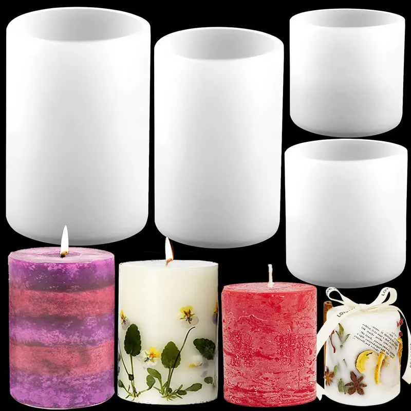 Candle Making Ingredients - กระบอกซิลิโคนเทียนแม่พิมพ์เรซินแม่พิมพ์อีพ็อกซี่เรซินแม่พิมพ์หล่อสําหรับงานฝีมือ DIY เทียนขี้ผึ้งทําสบู่ดิน