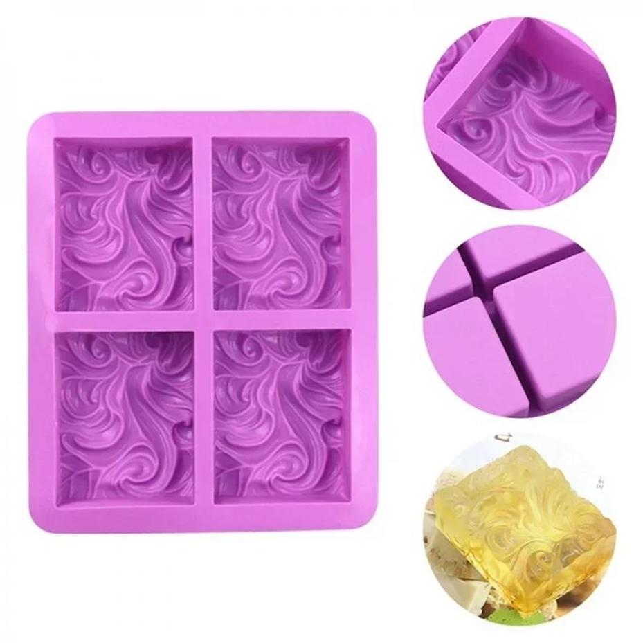 Candle Making Supplies Wholesale - แม่พิมพ์ซิลิโคนรูปดอกไม้ 4 ช่อง สำหรับทำเค้ก เทียน สบู่