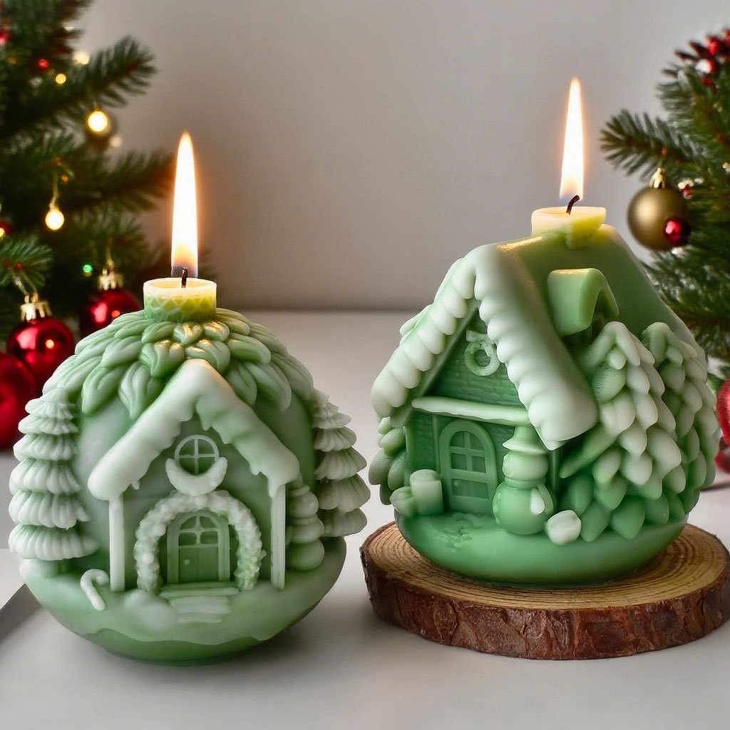 Candle Making Party - DIY Christmas Tree House แม่พิมพ์ซิลิโคน Handmade