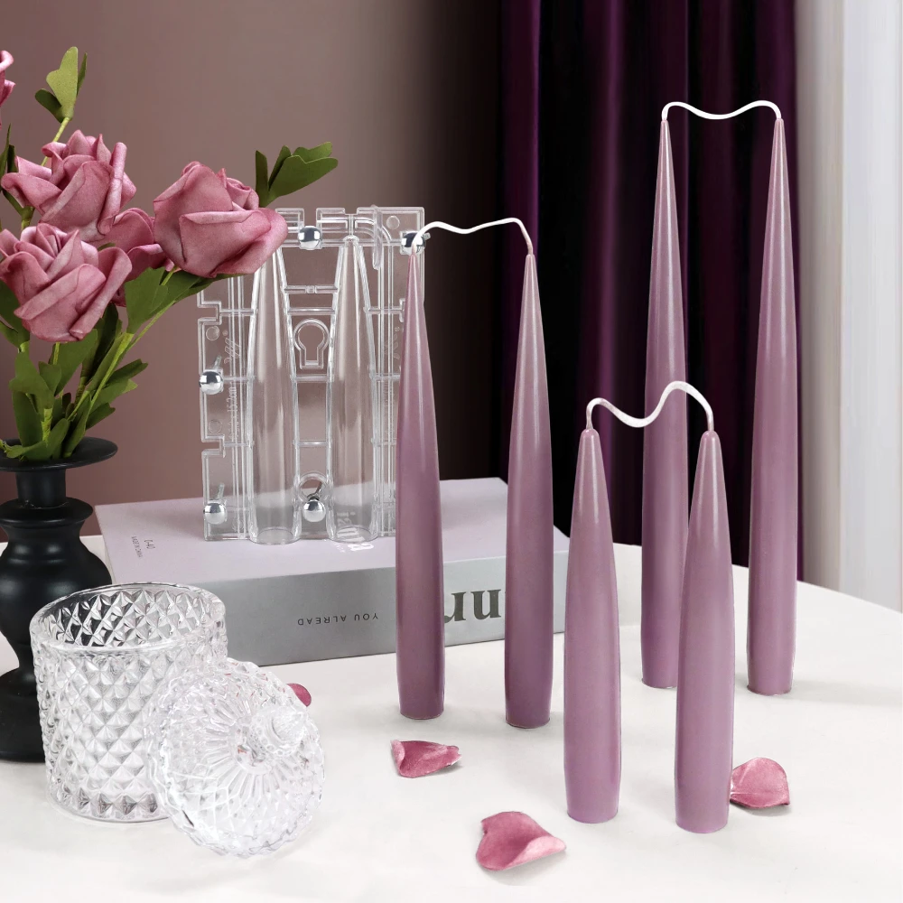 Candle Making Supplies Wholesale - Double Pointed คอลัมน์เทียนอะคริลิคแม่พิมพ์เชื่อมต่อกระบอกเทียนพลาสติก Moldwedding Decor บ้านเชิงเทียนทําเครื่องมือ