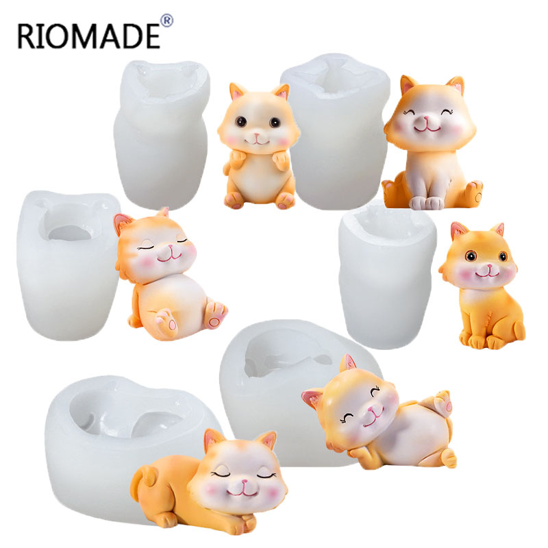 Candle Making Supplies Wholesale - แม่พิมพ์ซิลิโคนรูปแมว 6 แบบ 3 มิติ สำหรับตกแต่งเค้ก