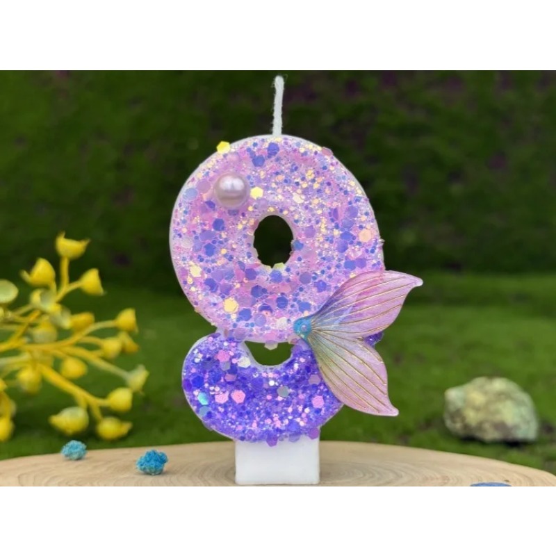 เทียนเลขหางนางเงือกไล่เฉดสีม่ว - Candle Making Things บทวิจารณ์และราคา