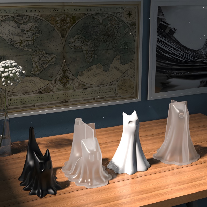 Ghost Cat ฮาโลวีนเดสก์ท็อปเครื - Candle Making Things บทวิจารณ์และราคา