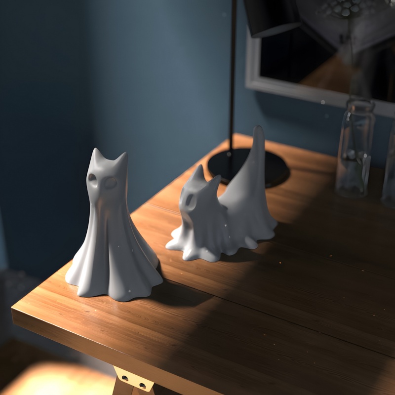 Ghost Cat ฮาโลวีนเดสก์ท็อปเครื - Candle Making Things บทวิจารณ์และราคา
