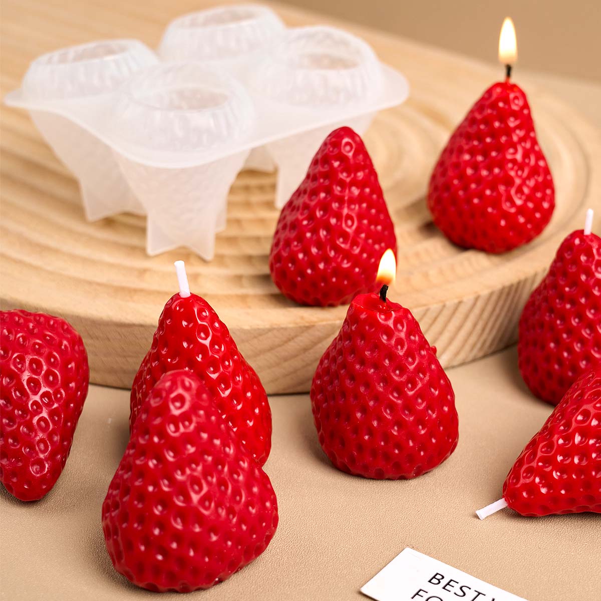 4 ชิ้นสตรอเบอร์รี่ซิลิโคนเทียน - Candle Making Party บทวิจารณ์และราคา